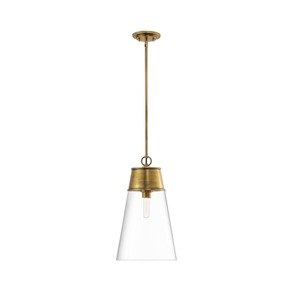 Z-Lite Wentworth 1 Light Pendant, Rubbed Brass & Clear 2300P12-RB - main